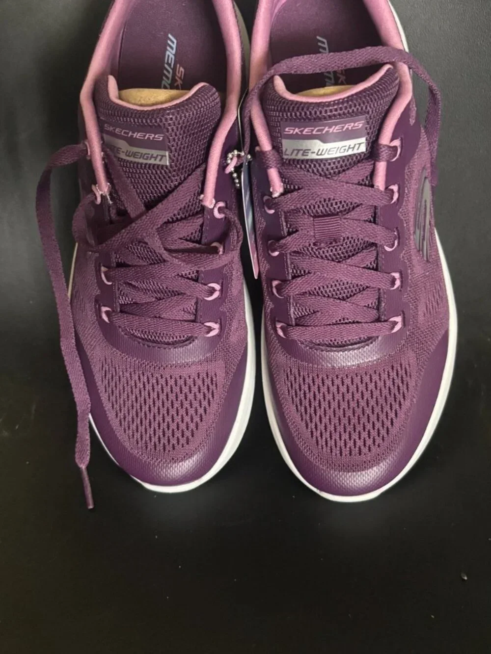 Skechers Lite-Weight Purple Vegan Mesh Sneakers - Women’s Size 8